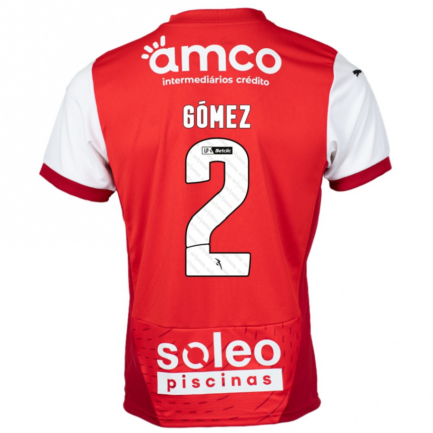 Niño Fútbol Camiseta Víctor Gómez #2 Rojo Blanco 1ª Equipación 2024/25 Perú