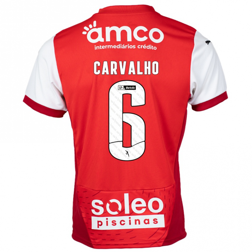 Niño Fútbol Camiseta Vitor Carvalho #6 Rojo Blanco 1ª Equipación 2024/25 Perú