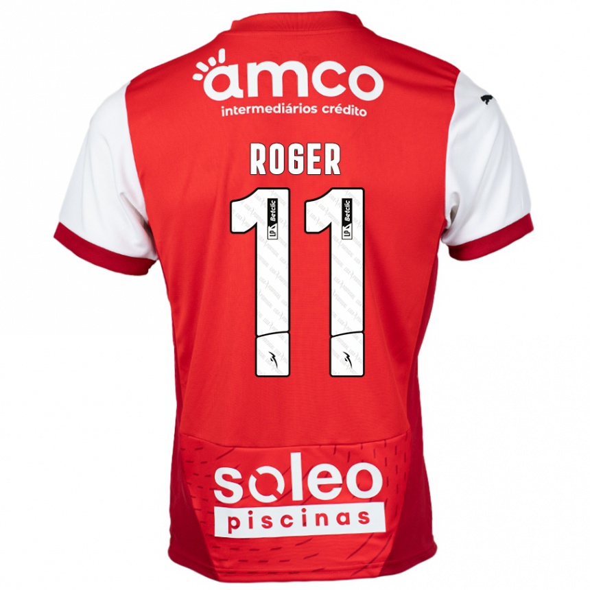 Niño Fútbol Camiseta Roger #11 Rojo Blanco 1ª Equipación 2024/25 Perú