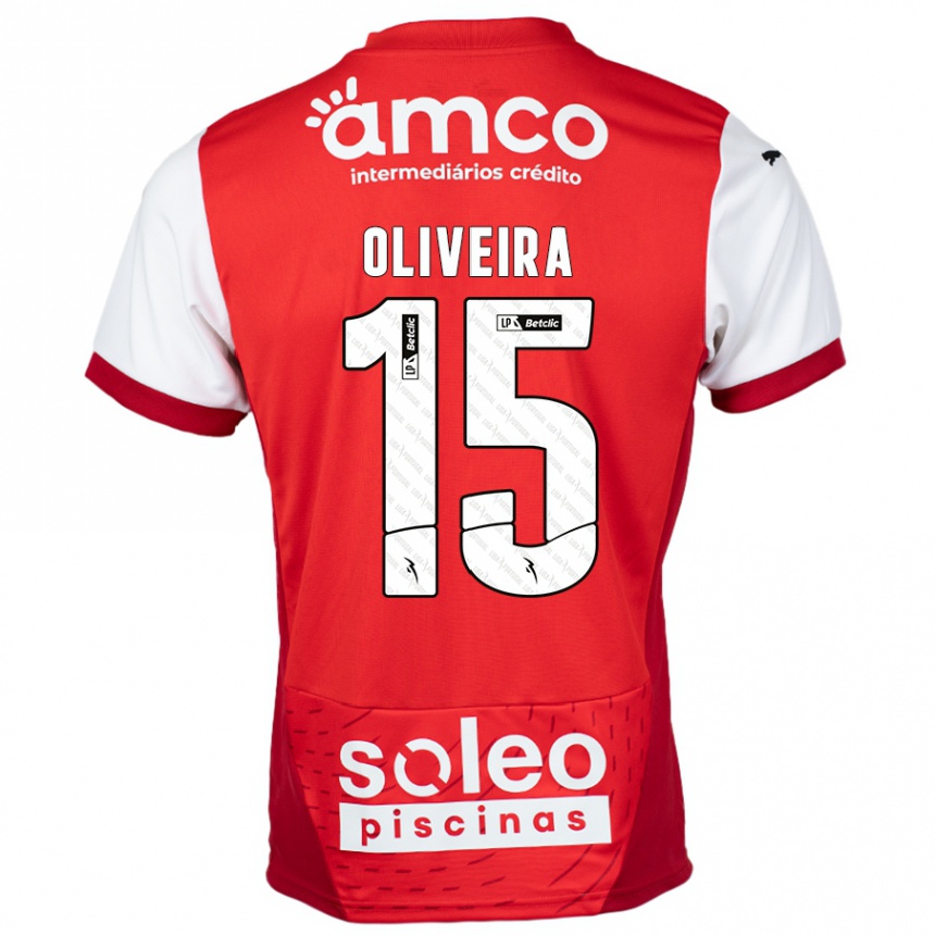 Niño Fútbol Camiseta Paulo Oliveira #15 Rojo Blanco 1ª Equipación 2024/25 Perú