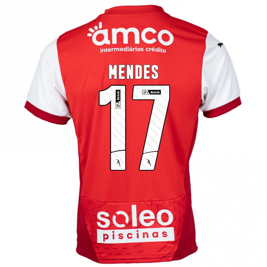 Niño Fútbol Camiseta Joe Mendes #17 Rojo Blanco 1ª Equipación 2024/25 Perú