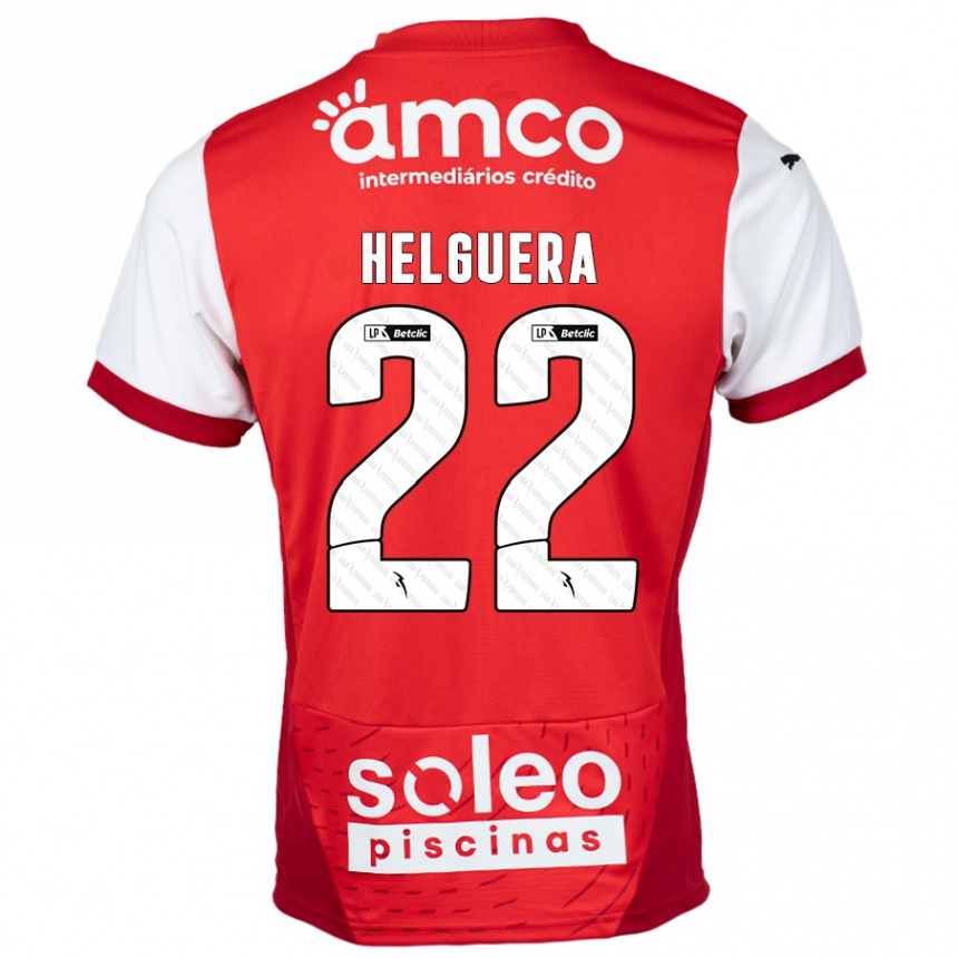 Niño Fútbol Camiseta Thiago Helguera #22 Rojo Blanco 1ª Equipación 2024/25 Perú