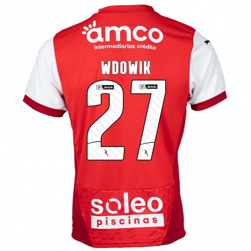 Niño Fútbol Camiseta Bartlomiej Wdowik #27 Rojo Blanco 1ª Equipación 2024/25 Perú