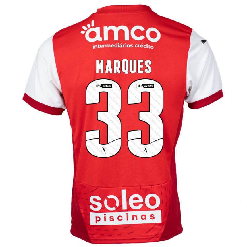 Niño Fútbol Camiseta João Marques #33 Rojo Blanco 1ª Equipación 2024/25 Perú