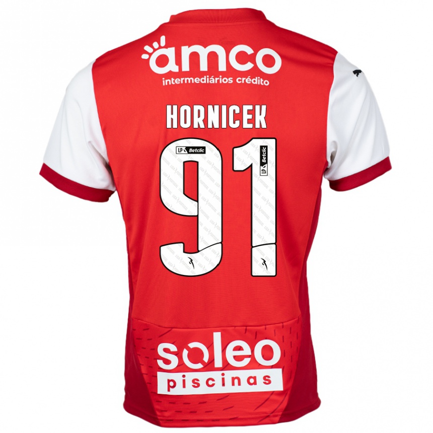 Niño Fútbol Camiseta Lukas Hornicek #91 Rojo Blanco 1ª Equipación 2024/25 Perú