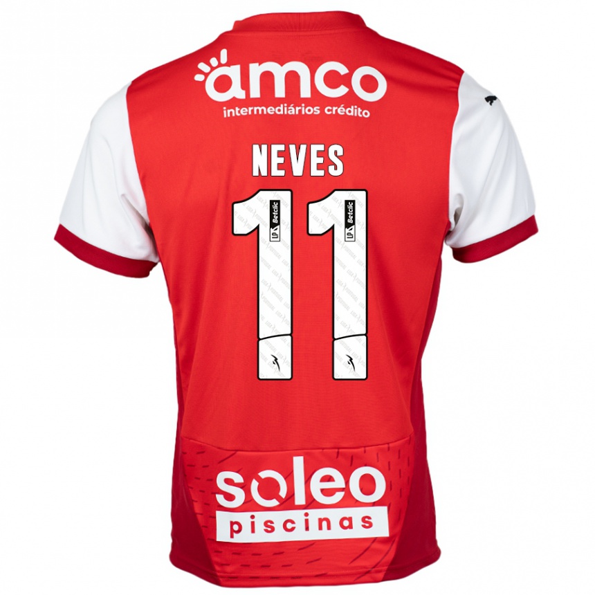 Niño Fútbol Camiseta Bernardo Neves #11 Rojo Blanco 1ª Equipación 2024/25 Perú