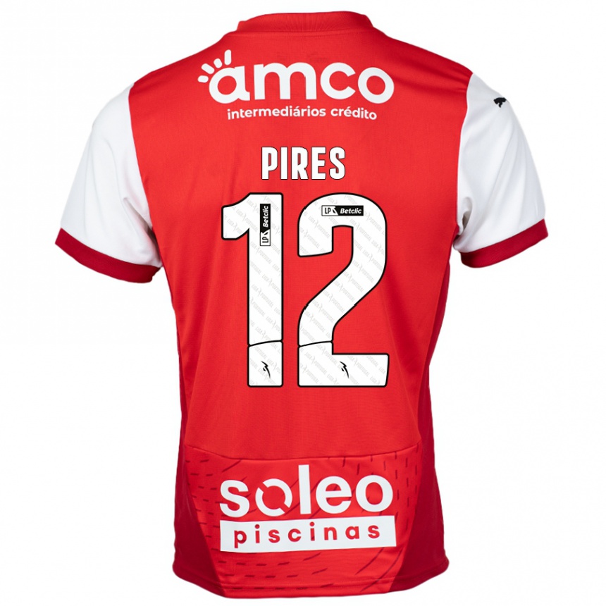 Niño Fútbol Camiseta Hugo Pires #12 Rojo Blanco 1ª Equipación 2024/25 Perú