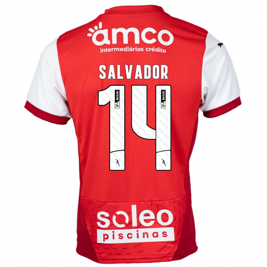 Niño Fútbol Camiseta João Salvador #14 Rojo Blanco 1ª Equipación 2024/25 Perú