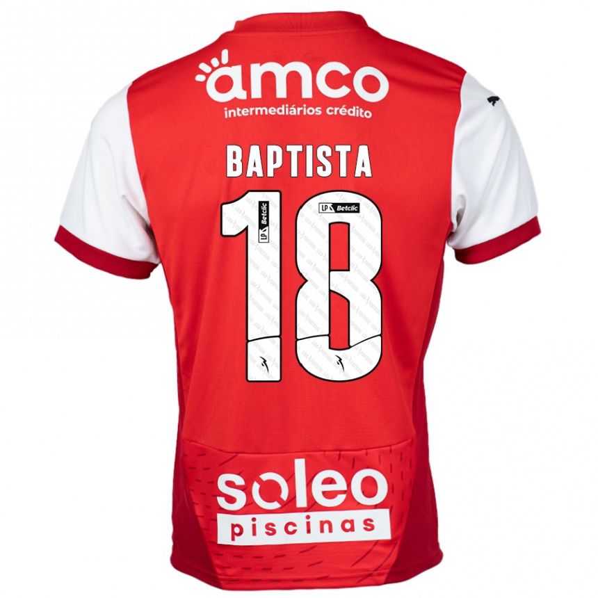 Niño Fútbol Camiseta Tiago Baptista #18 Rojo Blanco 1ª Equipación 2024/25 Perú