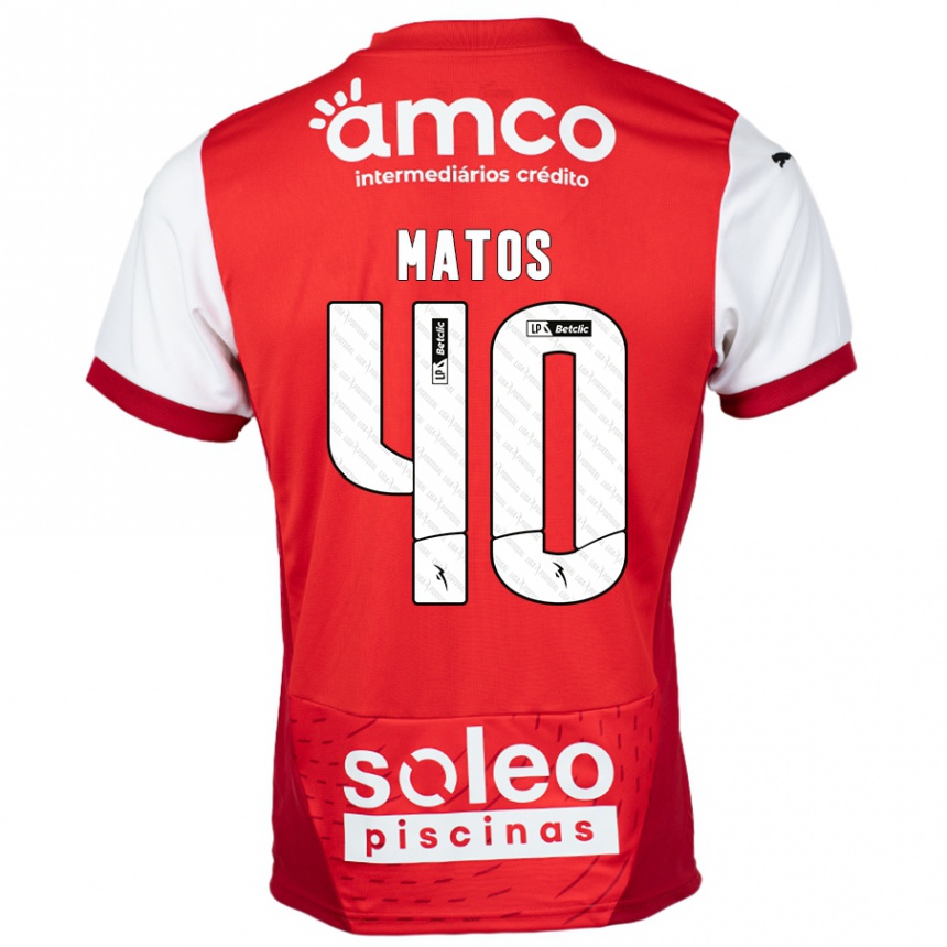 Niño Fútbol Camiseta João Matos #40 Rojo Blanco 1ª Equipación 2024/25 Perú