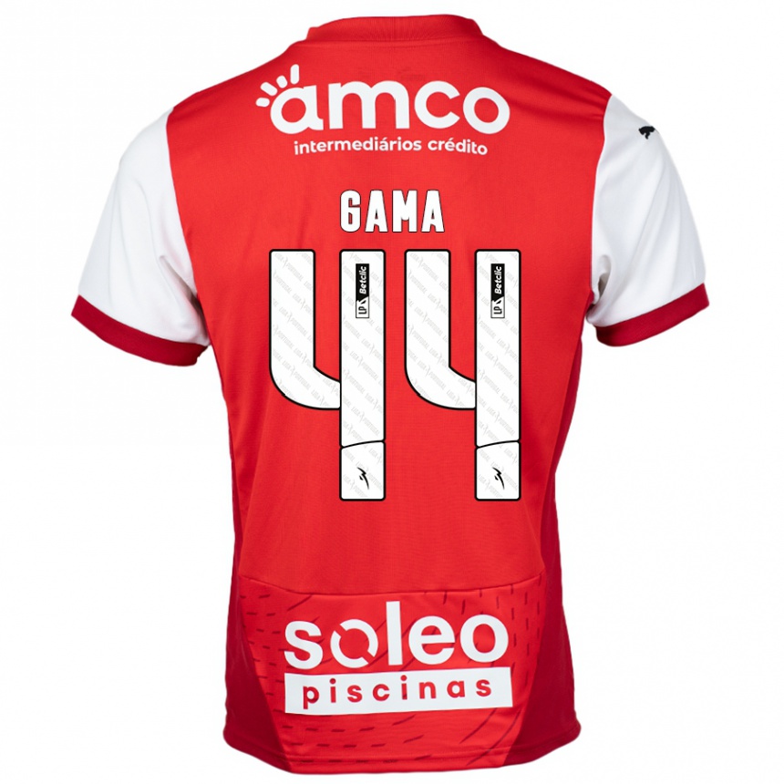 Niño Fútbol Camiseta Dinis Gama #44 Rojo Blanco 1ª Equipación 2024/25 Perú