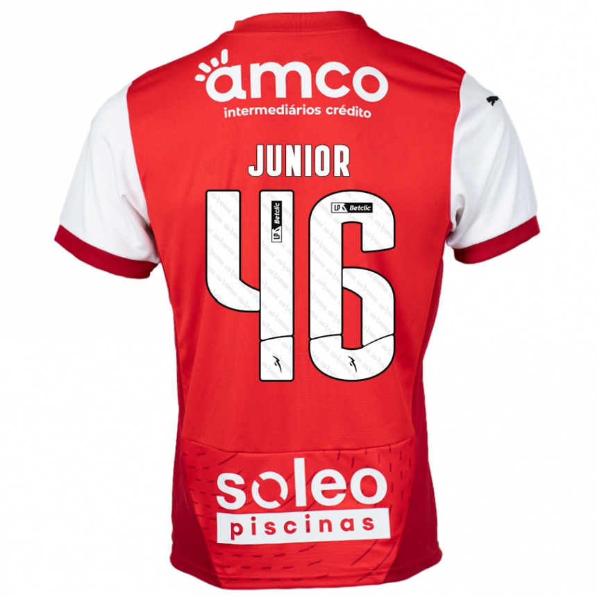 Niño Fútbol Camiseta Mário Junior #46 Rojo Blanco 1ª Equipación 2024/25 Perú