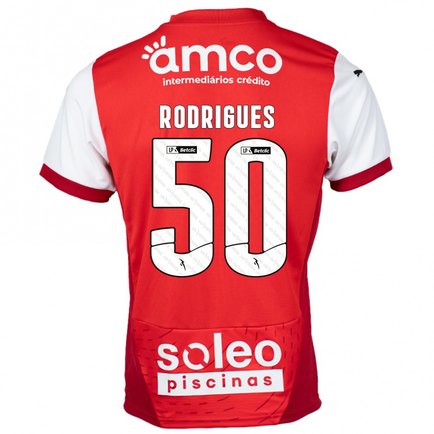 Niño Fútbol Camiseta Diego Rodrigues #50 Rojo Blanco 1ª Equipación 2024/25 Perú