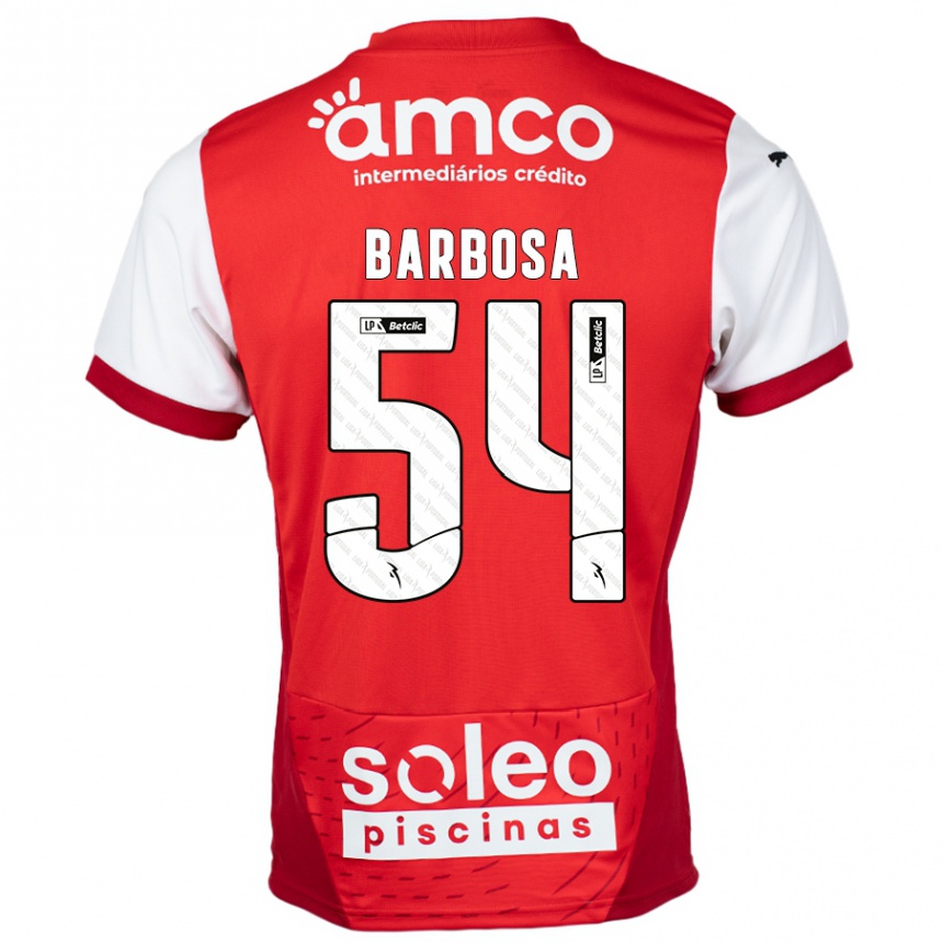 Niño Fútbol Camiseta Guilherme Barbosa #54 Rojo Blanco 1ª Equipación 2024/25 Perú