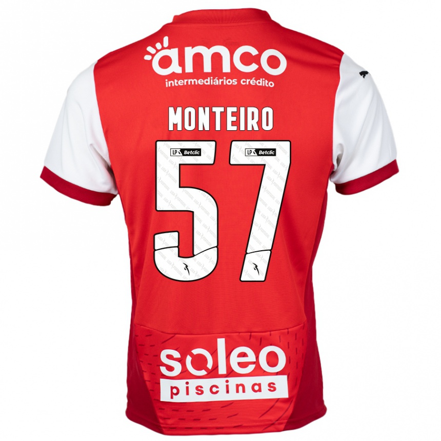 Niño Fútbol Camiseta Jordan Monteiro #57 Rojo Blanco 1ª Equipación 2024/25 Perú