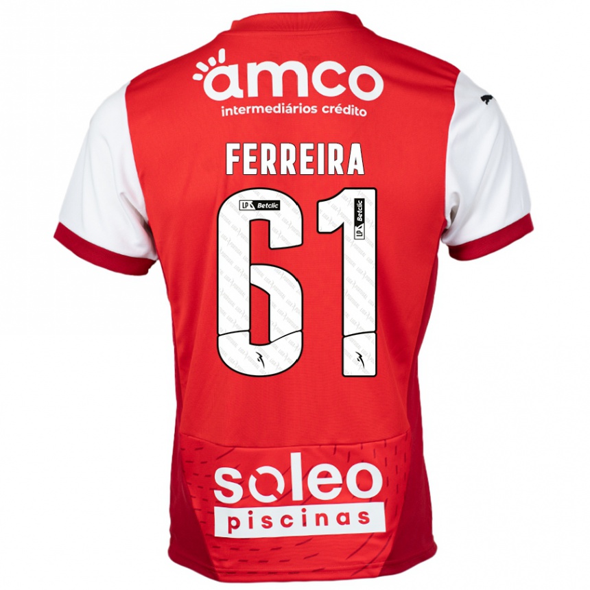 Niño Fútbol Camiseta Tiago Ferreira #61 Rojo Blanco 1ª Equipación 2024/25 Perú