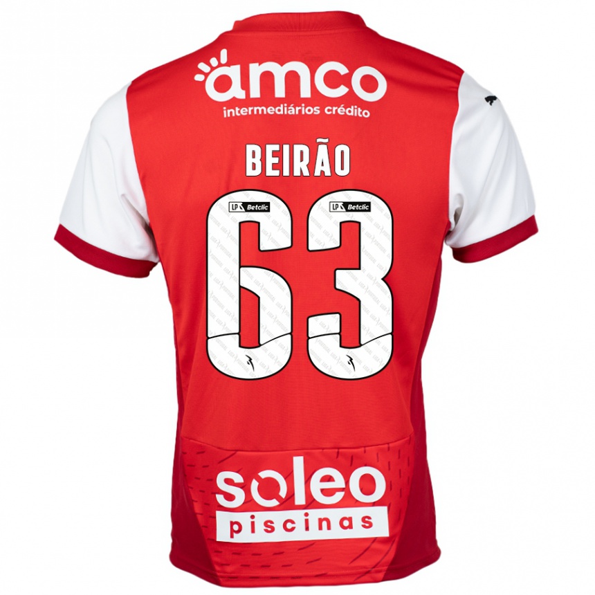 Niño Fútbol Camiseta Rodrigo Beirão #63 Rojo Blanco 1ª Equipación 2024/25 Perú