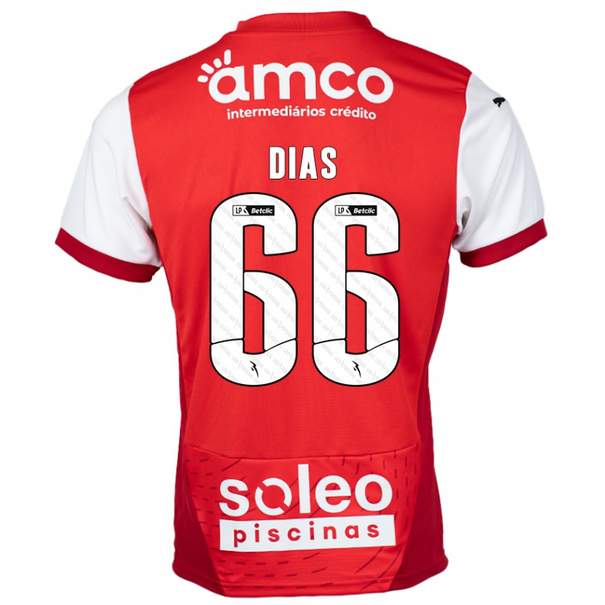 Niño Fútbol Camiseta Gonçalo Dias #66 Rojo Blanco 1ª Equipación 2024/25 Perú