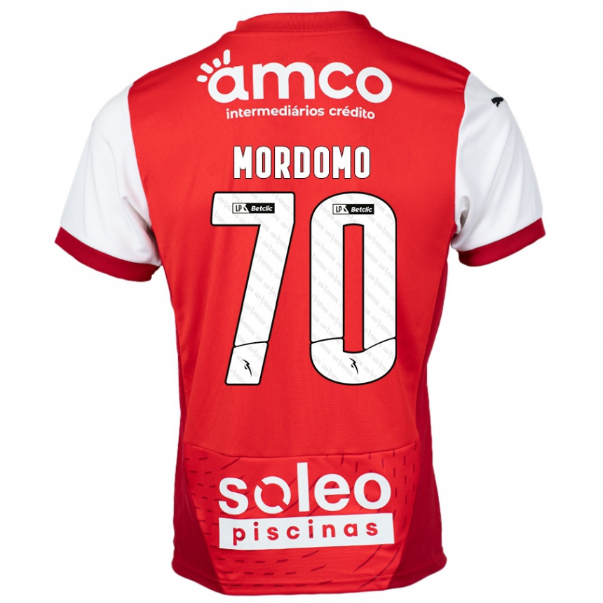 Niño Fútbol Camiseta Mordomo #70 Rojo Blanco 1ª Equipación 2024/25 Perú