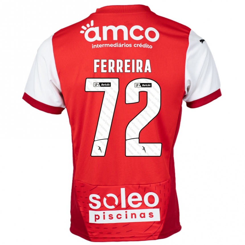 Niño Fútbol Camiseta André Ferreira #72 Rojo Blanco 1ª Equipación 2024/25 Perú