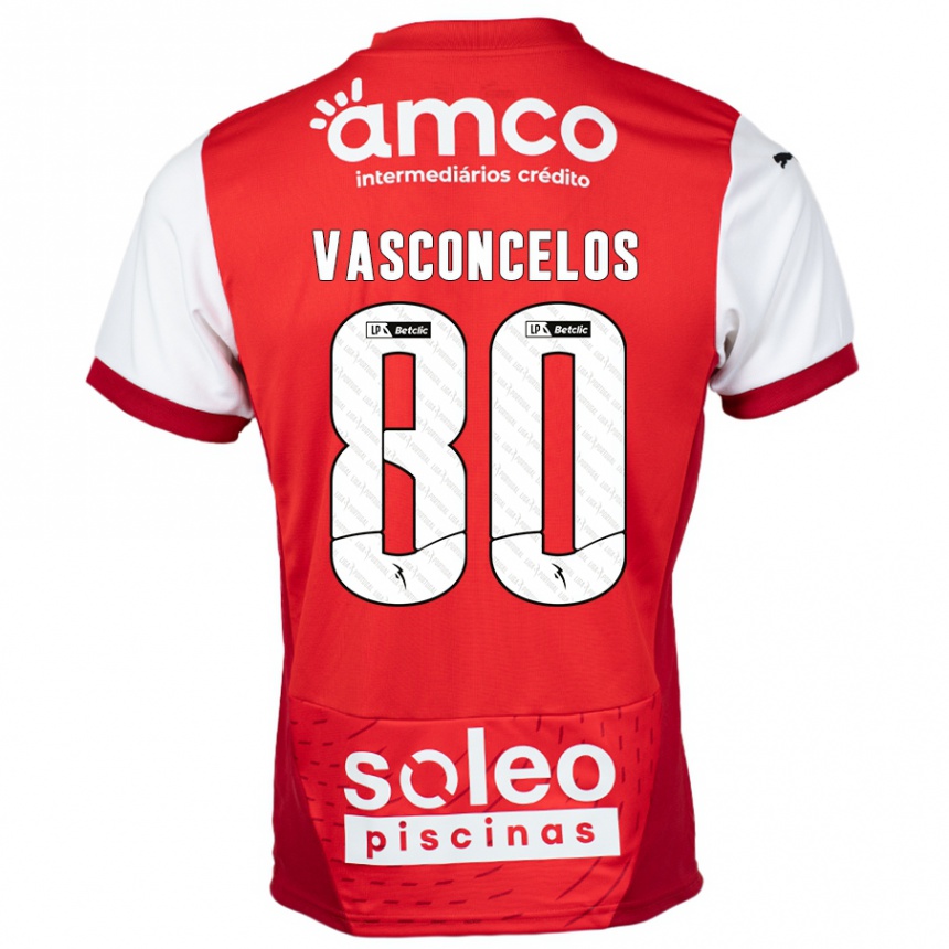 Niño Fútbol Camiseta Vasconcelos #80 Rojo Blanco 1ª Equipación 2024/25 Perú