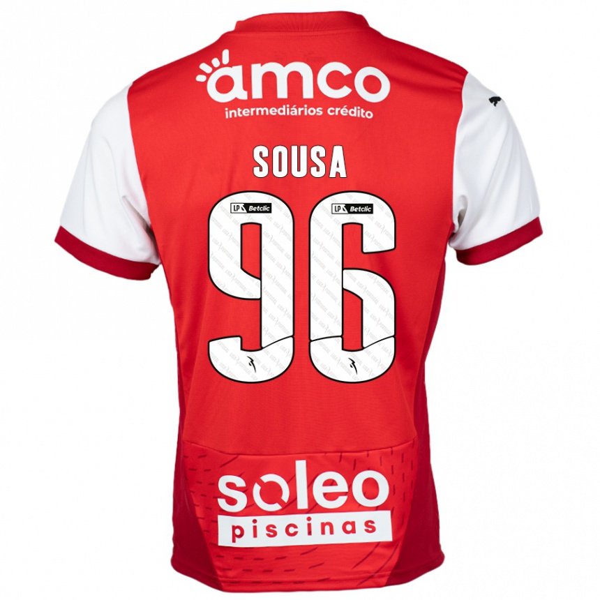 Niño Fútbol Camiseta Afonso Sousa #96 Rojo Blanco 1ª Equipación 2024/25 Perú