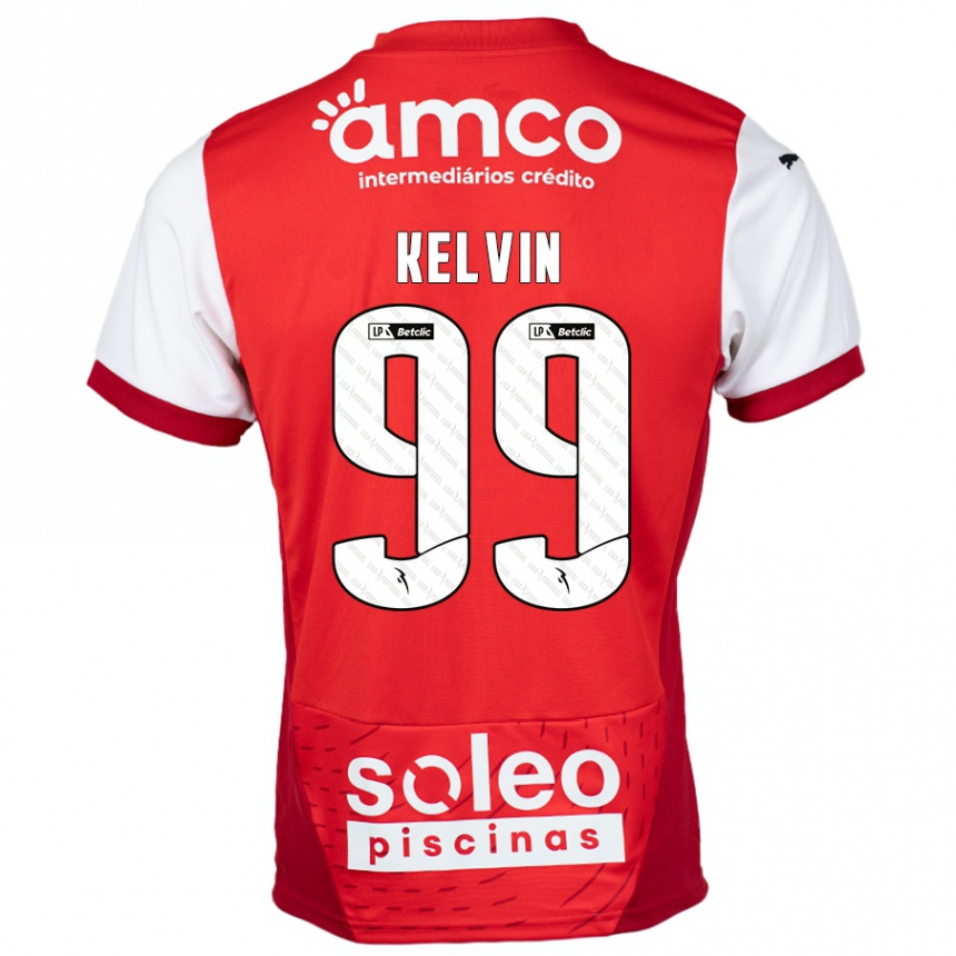 Niño Fútbol Camiseta Kauan Kelvin #99 Rojo Blanco 1ª Equipación 2024/25 Perú