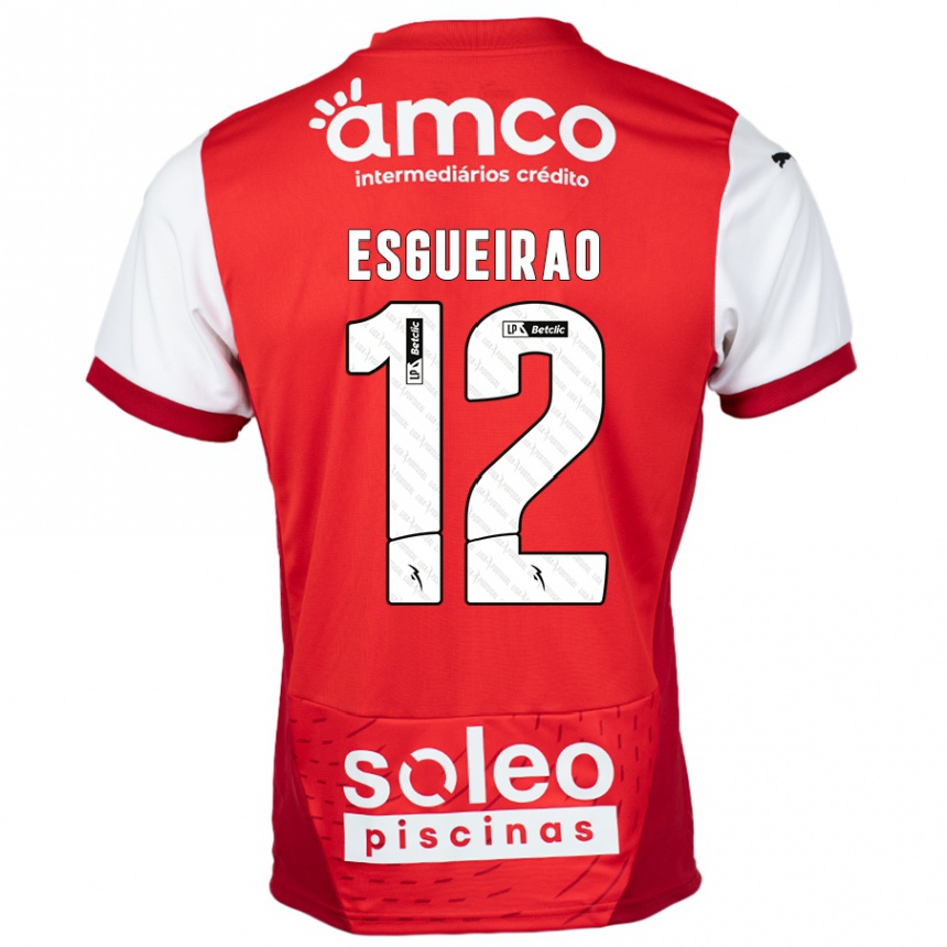 Niño Fútbol Camiseta Íris Esgueirão #12 Rojo Blanco 1ª Equipación 2024/25 Perú