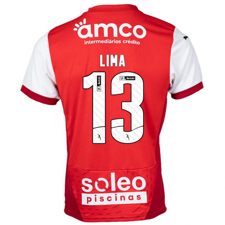 Niño Fútbol Camiseta Aline Lima #13 Rojo Blanco 1ª Equipación 2024/25 Perú