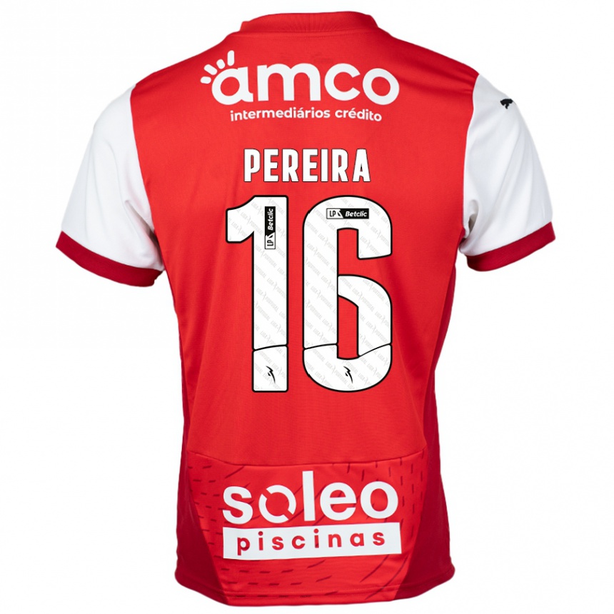 Niño Fútbol Camiseta Catarina Pereira #16 Rojo Blanco 1ª Equipación 2024/25 Perú