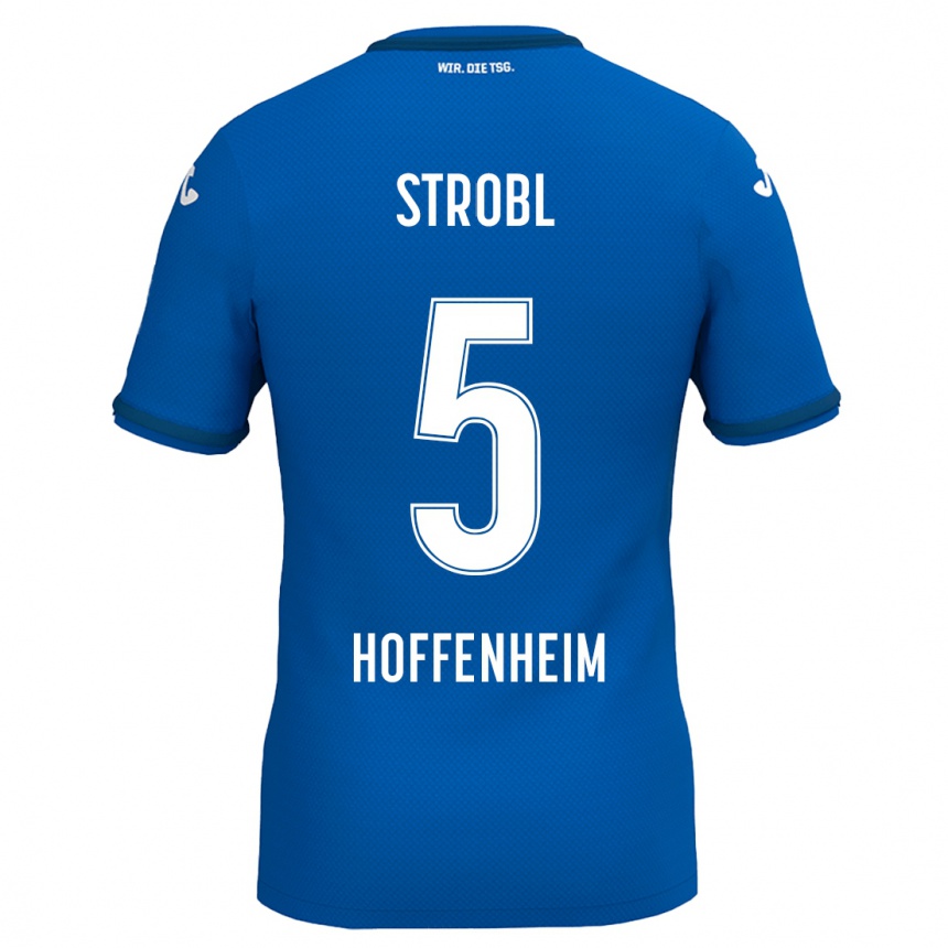 Niño Fútbol Camiseta Lars Strobl #5 Azul Real 1ª Equipación 2024/25 Perú