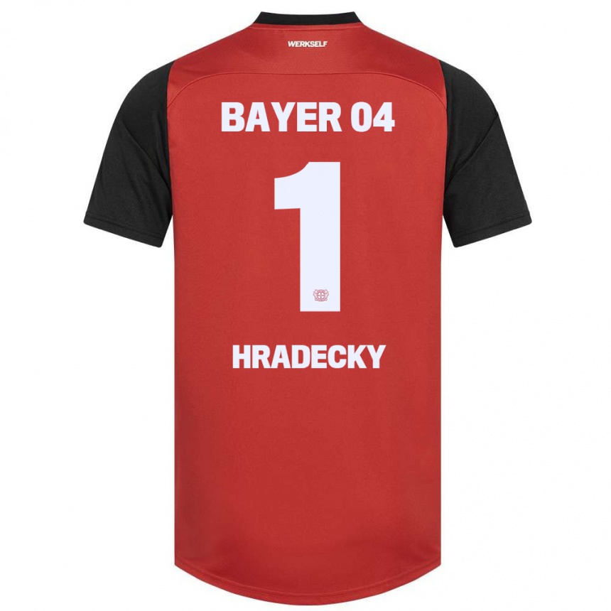 Niño Fútbol Camiseta Lukas Hradecky #1 Rojo Negro 1ª Equipación 2024/25 Perú