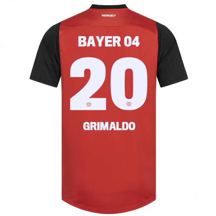 Niño Fútbol Camiseta Alejandro Grimaldo #20 Rojo Negro 1ª Equipación 2024/25 Perú