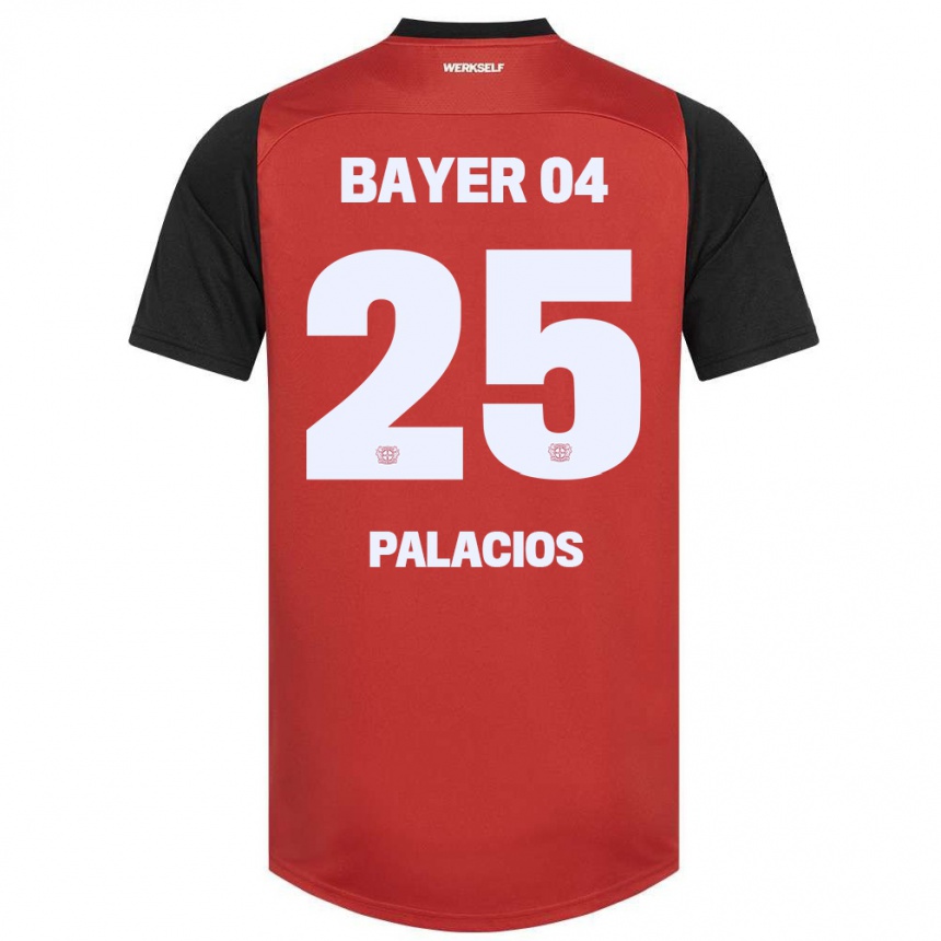 Niño Fútbol Camiseta Exequiel Palacios #25 Rojo Negro 1ª Equipación 2024/25 Perú