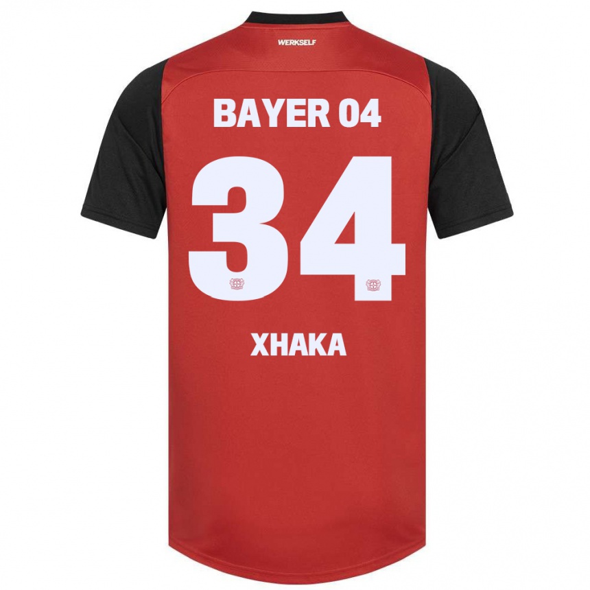 Niño Fútbol Camiseta Granit Xhaka #34 Rojo Negro 1ª Equipación 2024/25 Perú