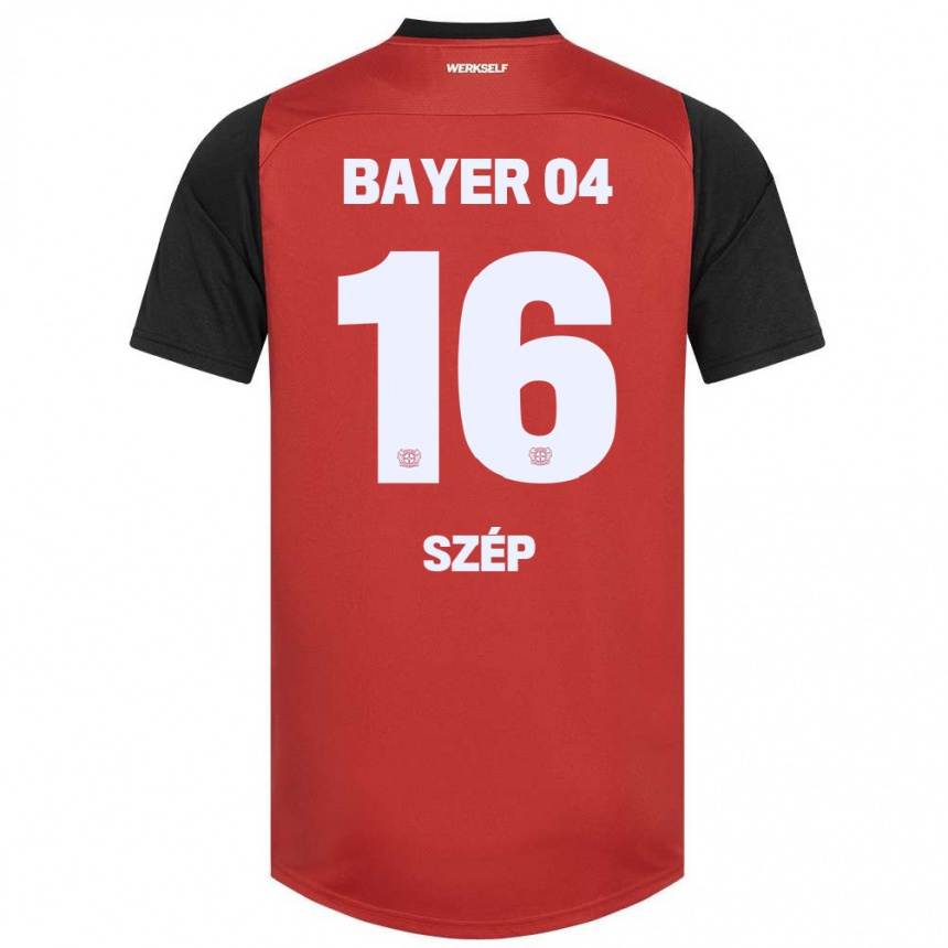 Niño Fútbol Camiseta Márton Szép #16 Rojo Negro 1ª Equipación 2024/25 Perú