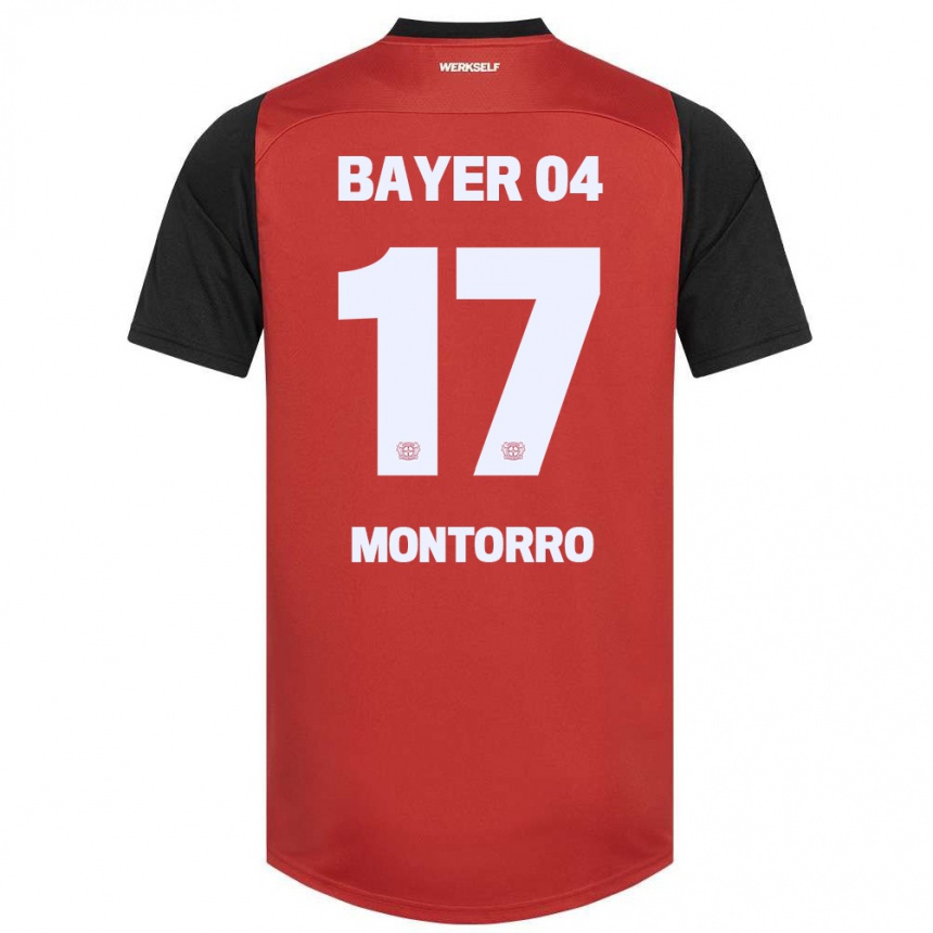 Niño Fútbol Camiseta Josuè Montorro #17 Rojo Negro 1ª Equipación 2024/25 Perú