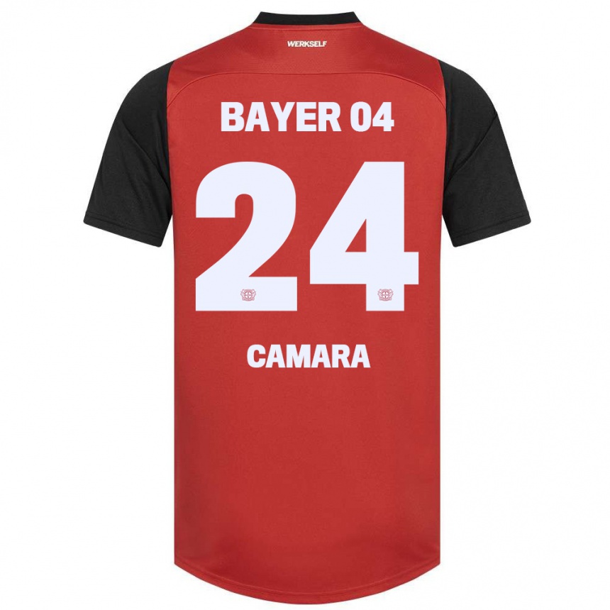 Niño Fútbol Camiseta Nourdine Camara #24 Rojo Negro 1ª Equipación 2024/25 Perú