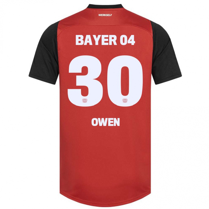 Niño Fútbol Camiseta Emmanuel Owen #30 Rojo Negro 1ª Equipación 2024/25 Perú