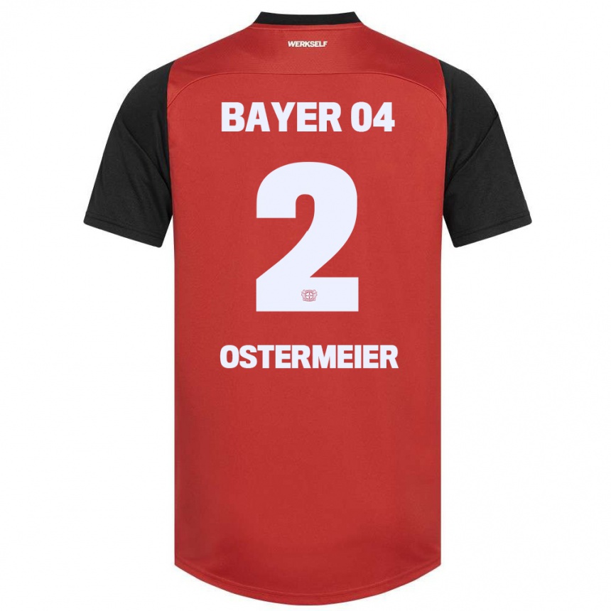 Niño Fútbol Camiseta Selina Ostermeier #2 Rojo Negro 1ª Equipación 2024/25 Perú