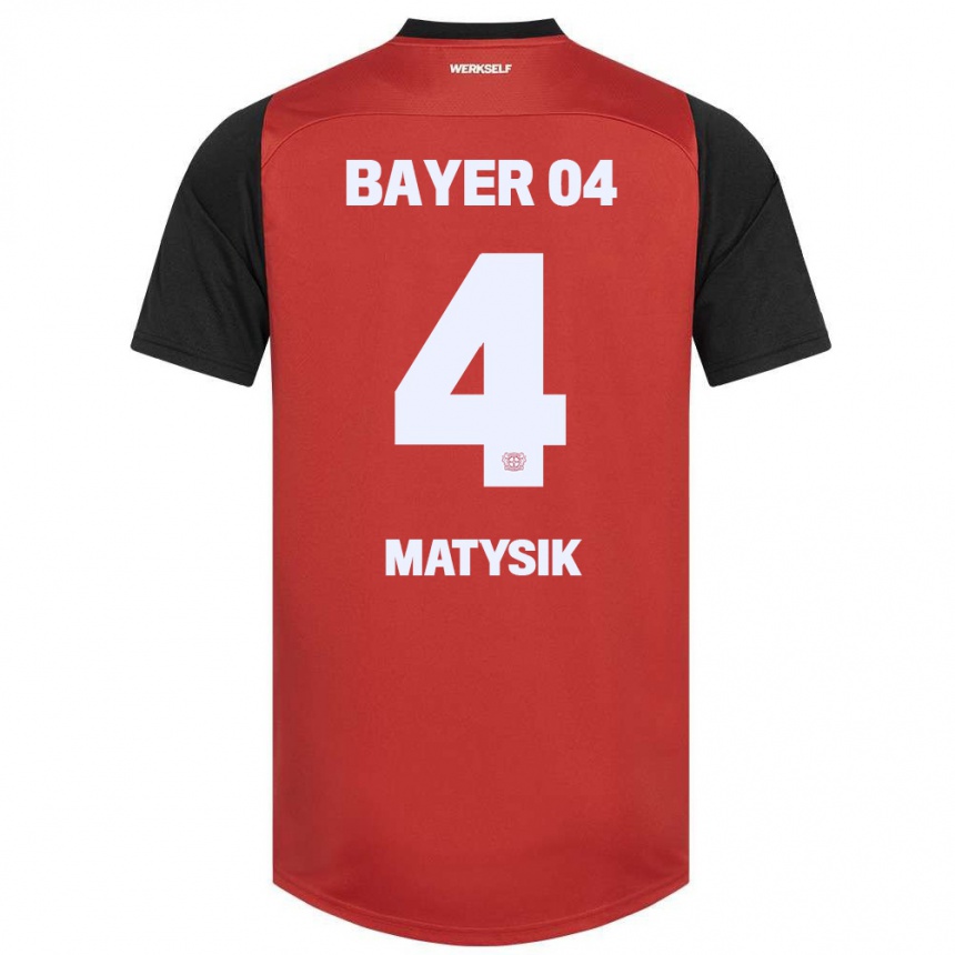 Niño Fútbol Camiseta Sylwia Matysik #4 Rojo Negro 1ª Equipación 2024/25 Perú