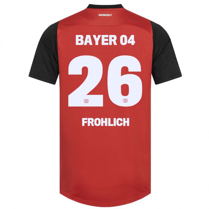 Niño Fútbol Camiseta Clara Fröhlich #26 Rojo Negro 1ª Equipación 2024/25 Perú