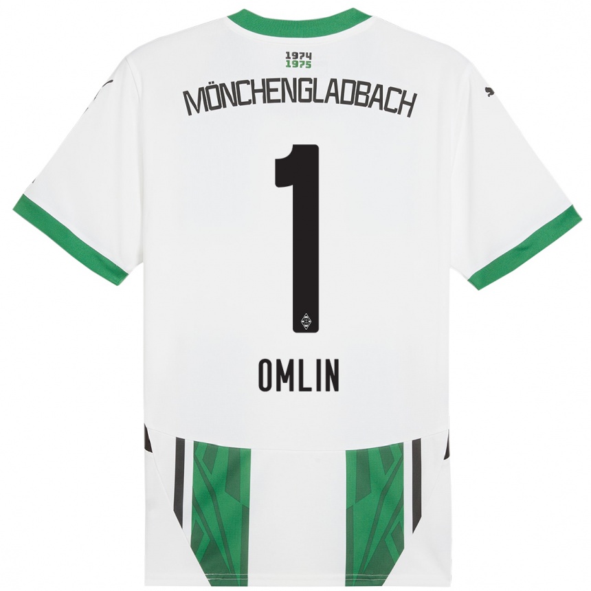 Niño Fútbol Camiseta Jonas Omlin #1 Blanco Verde 1ª Equipación 2024/25 Perú