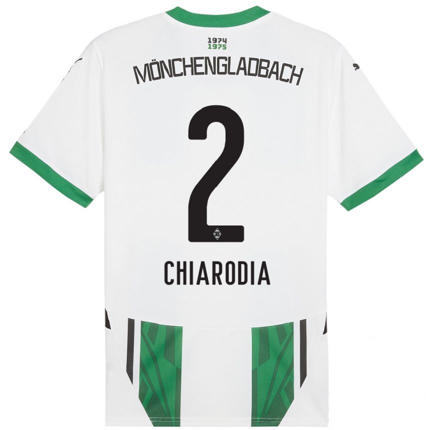 Niño Fútbol Camiseta Fabio Chiarodia #2 Blanco Verde 1ª Equipación 2024/25 Perú