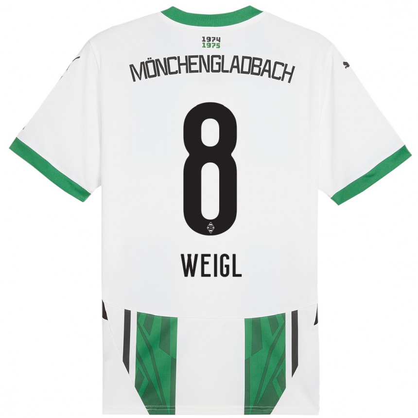 Niño Fútbol Camiseta Julian Weigl #8 Blanco Verde 1ª Equipación 2024/25 Perú