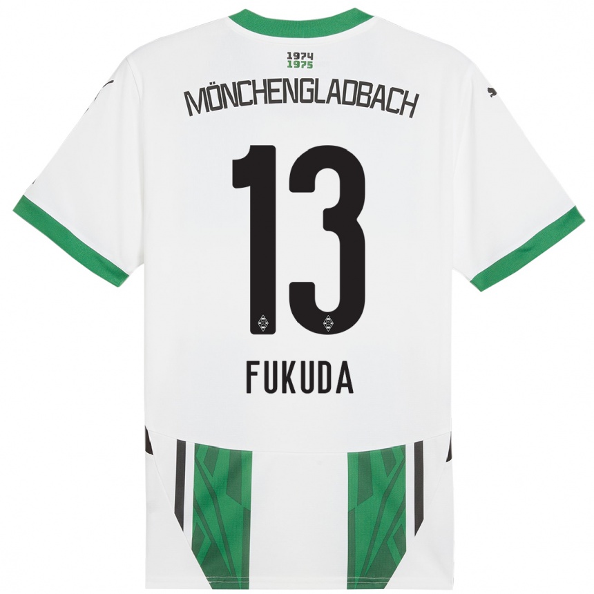 Niño Fútbol Camiseta Shio Fukuda #13 Blanco Verde 1ª Equipación 2024/25 Perú