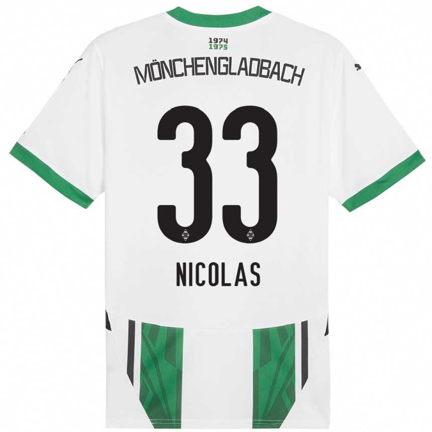 Niño Fútbol Camiseta Moritz Nicolas #33 Blanco Verde 1ª Equipación 2024/25 Perú