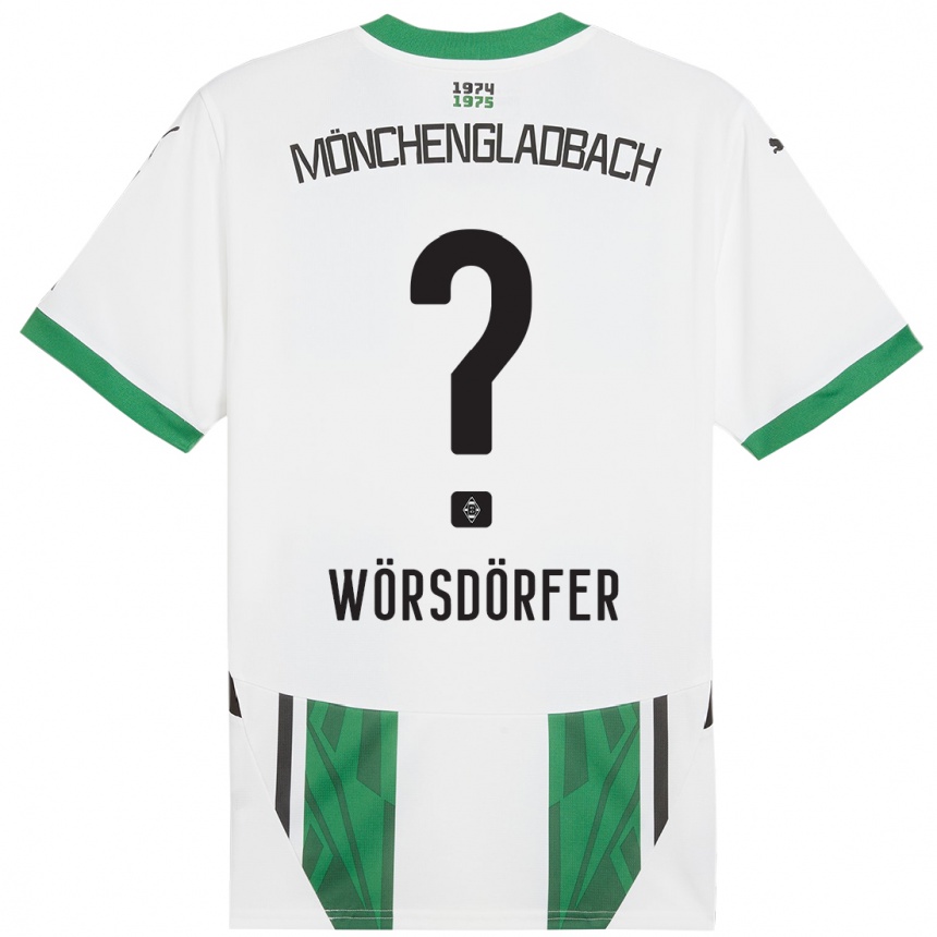 Niño Fútbol Camiseta Len Wörsdörfer #0 Blanco Verde 1ª Equipación 2024/25 Perú