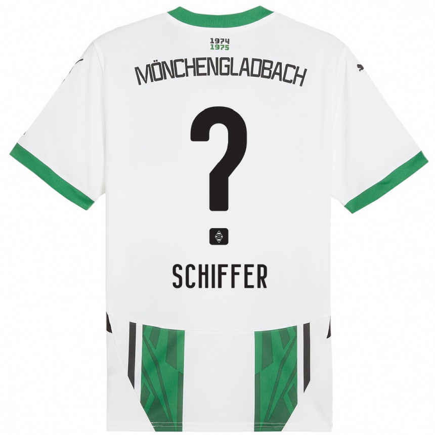 Niño Fútbol Camiseta Ben Schiffer #0 Blanco Verde 1ª Equipación 2024/25 Perú