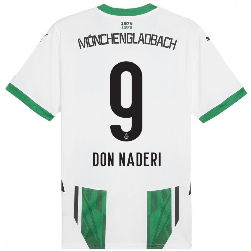 Niño Fútbol Camiseta Ryan Don Naderi #9 Blanco Verde 1ª Equipación 2024/25 Perú